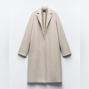 *NEW* ZARA Cream Felt Trench Coat with Classic Tailored Fit